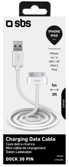 KABEL DO APPLE USB-A(M)->30-PIN(M) 1M SBS