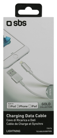 KABEL LIGHTNING(M)->USB-A(M) 1M SREBRNY SBS