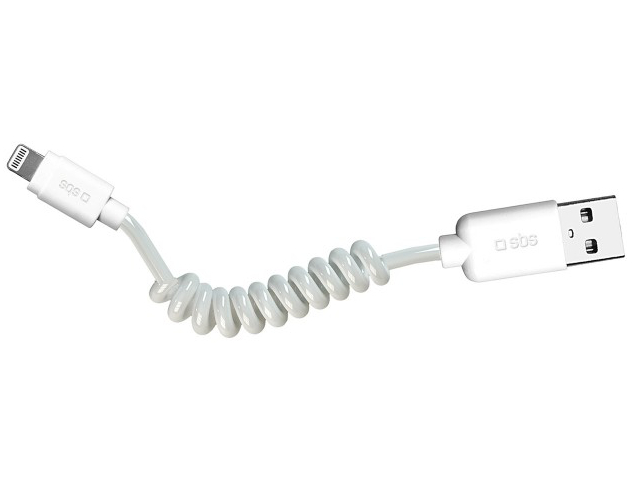 KABEL LIGHTNING(M)->USB-A(M) 0.5M BIAŁY SPIRALA SBS